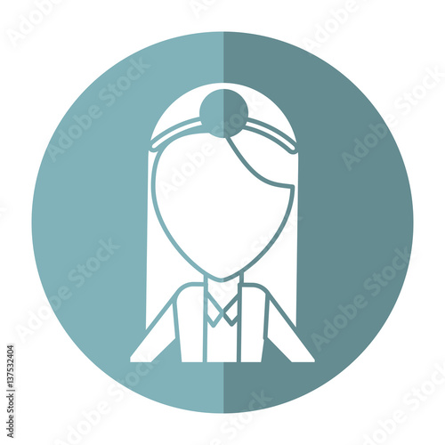 doctor female with head mirror and coat shadow vector illustration eps 10