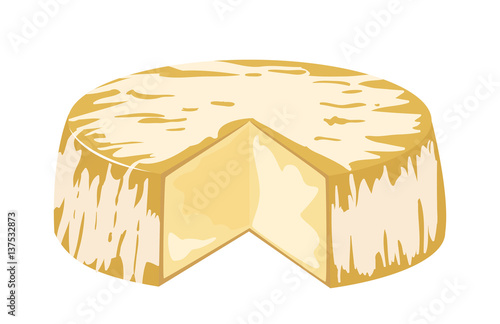 Delicious fresh cheese variety italian dinner icon flat dairy food and milk camembert piece delicatessen gouda meal isolated vector illustration.