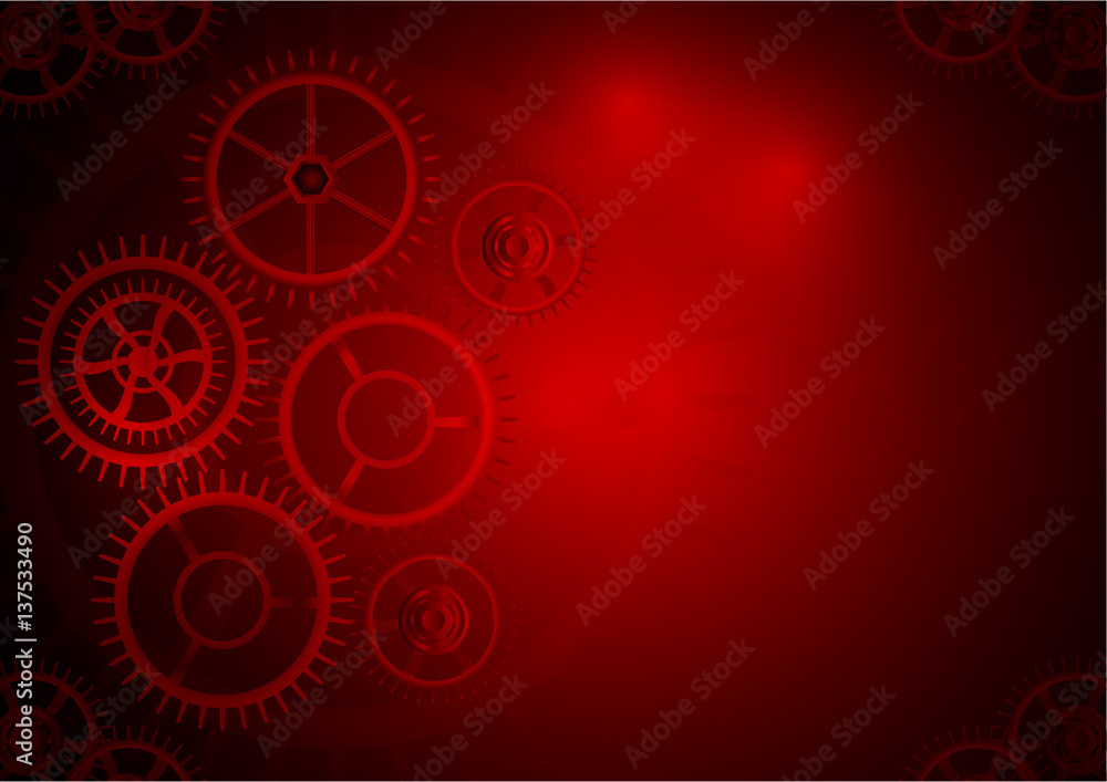 Red and dark, vector background gear technology wheel circle concept Red and dark, vector background gear technology wheel circle concept