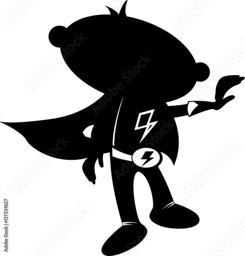 Cute Cartoon Superhero in Silhouette