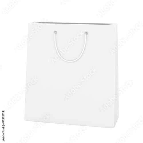 Empty paper bag on white background. 3d rendering.