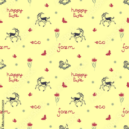 Farm animal seamless pattern. Vector background.