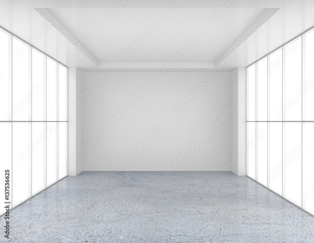 white empty room and concrete floor. 3d rendering. white empty room and concrete floor. 3d rendering.