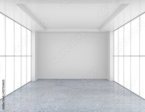 white empty room and concrete floor. 3d rendering.