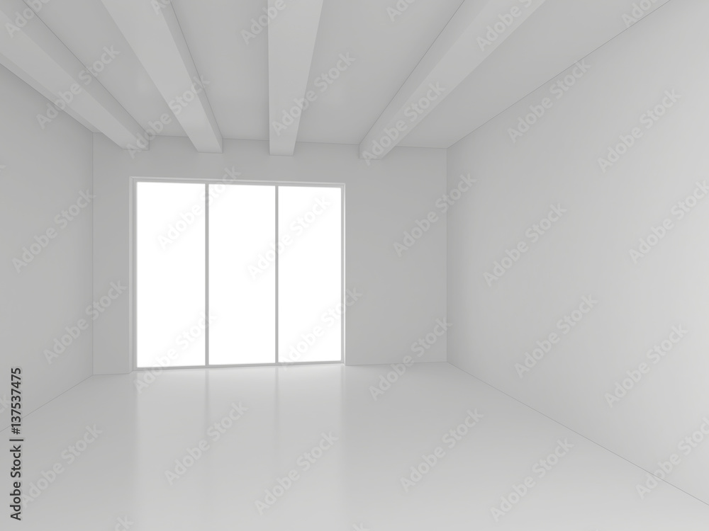 Modern bright gallery with white wall. 3d rendering Modern bright gallery with white wall. 3d rendering