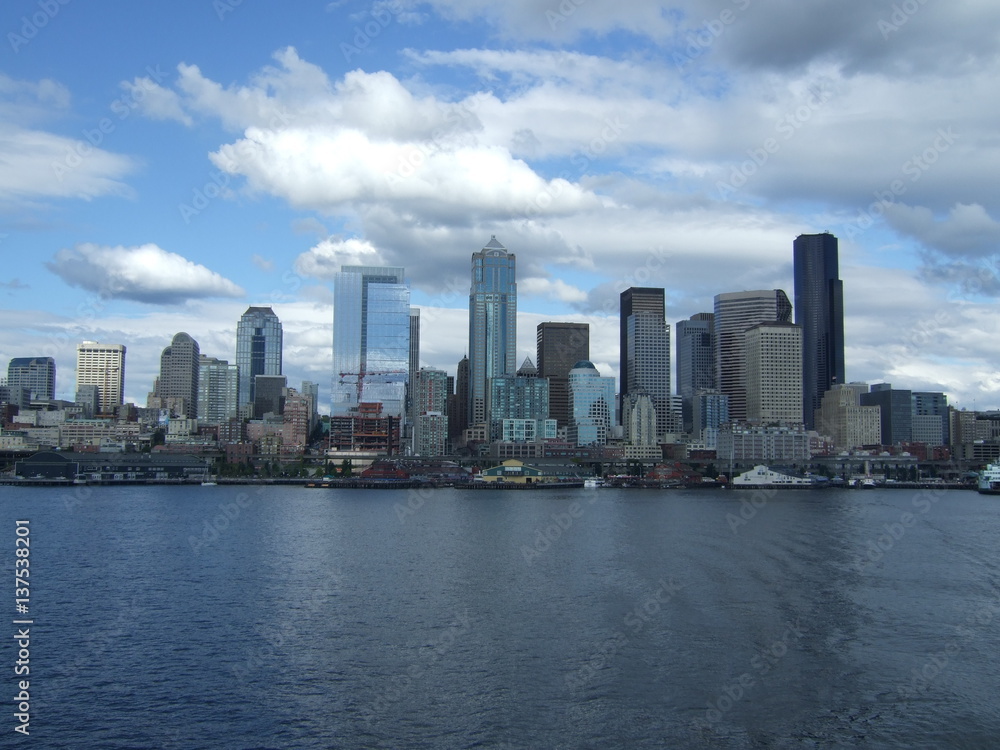 Seattle Skyline reflected in Elliot Bay