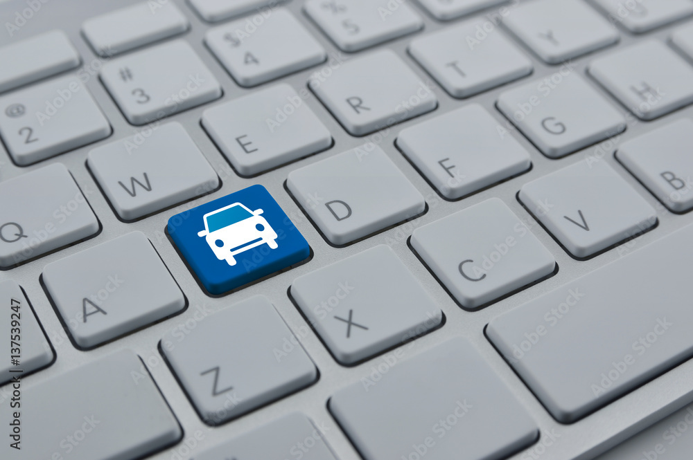Car icon on modern computer keyboard button, Business service car concept Car icon on modern computer keyboard button, Business service car concept