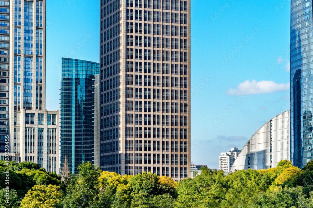 landmarks of Shanghai,group of modern business buildings.
