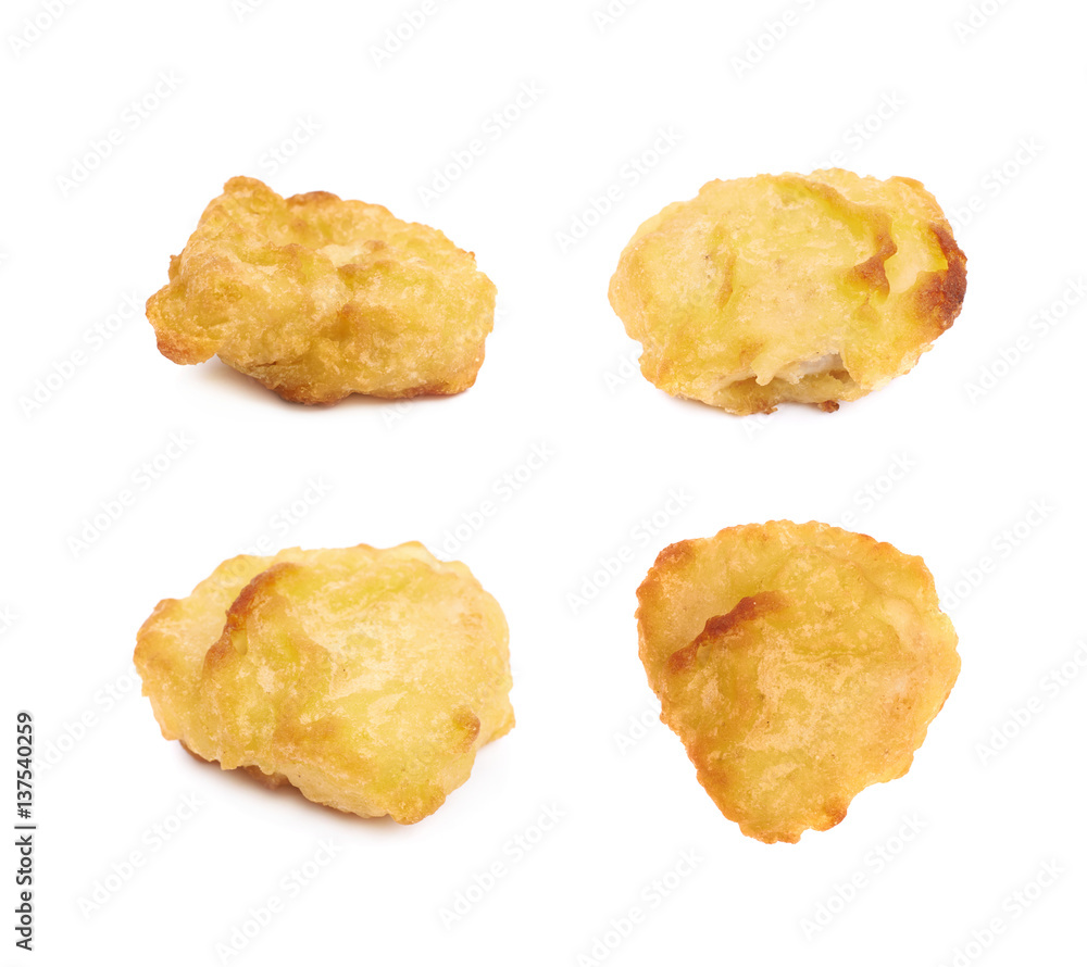 Breaded chicken nugget composition isolated Breaded chicken nugget composition isolated