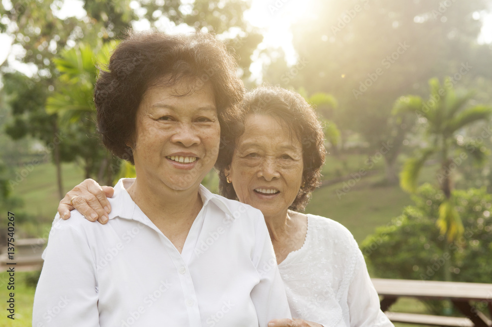 Asian seniors family having good time Asian seniors family having good time