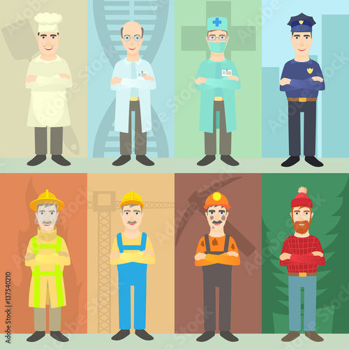 Professions mans concept, cartoon style