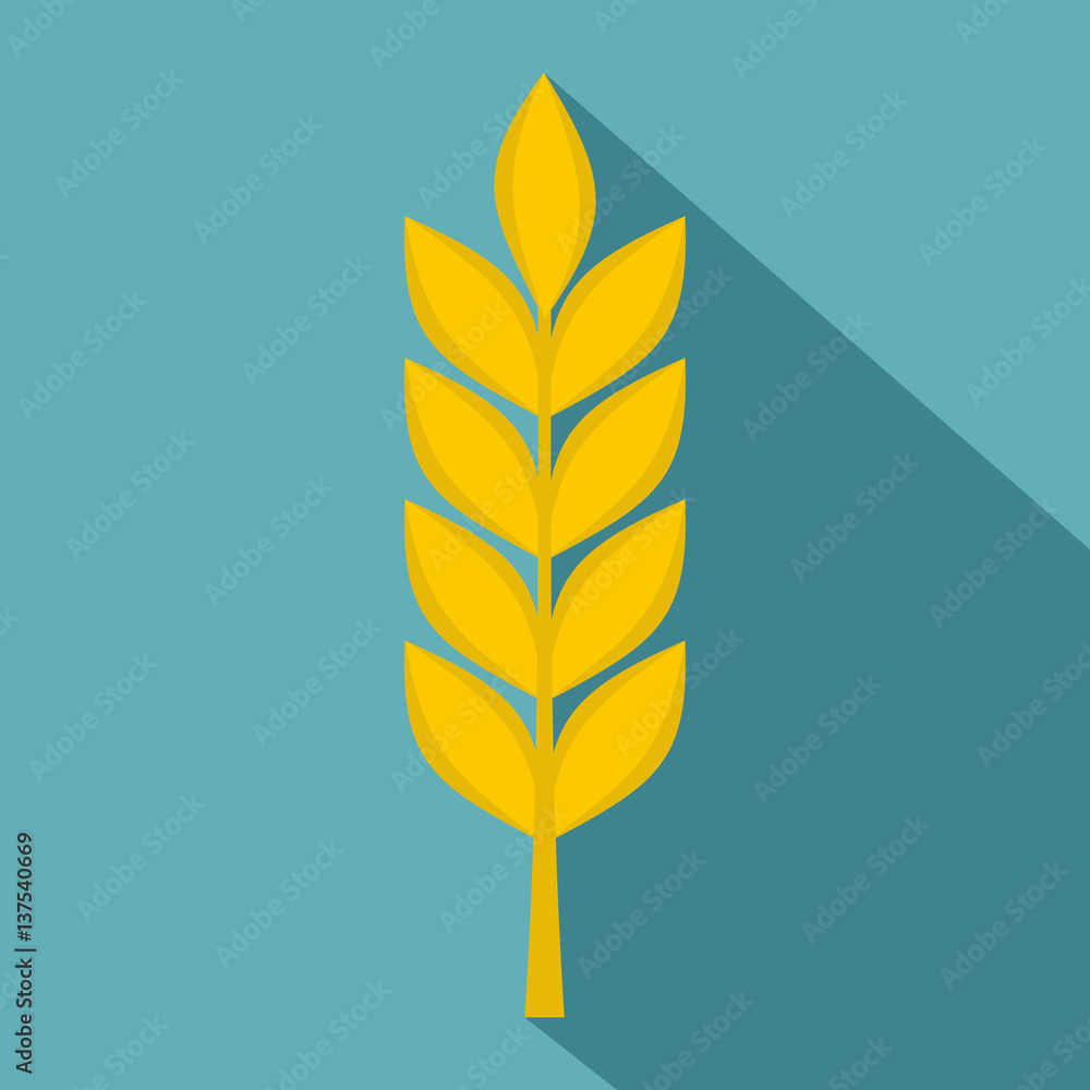 Wheat spike icon, flat style Wheat spike icon, flat style