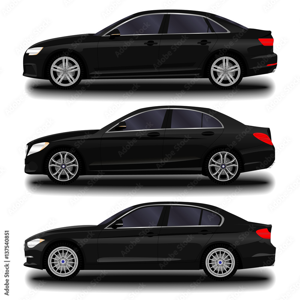 Fototapeta premium realistic car. sedan. set