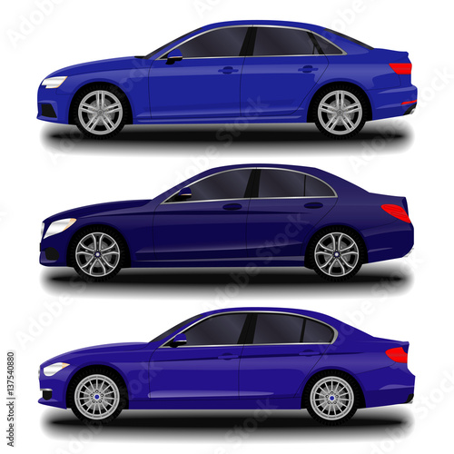 realistic car. sedan. set