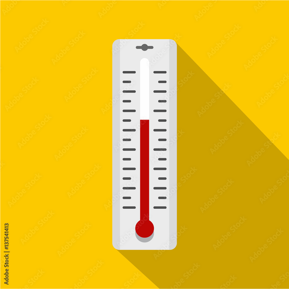 Thermometer with degrees icon, simple style Thermometer with degrees icon, simple style