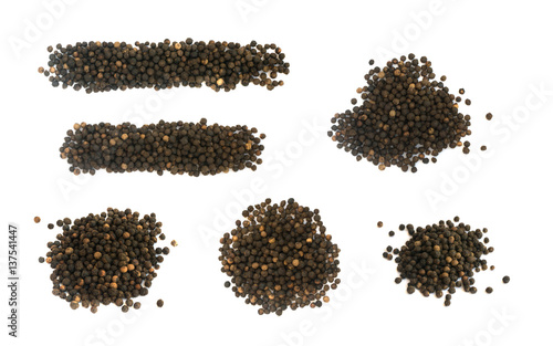 Set of Hot Black Pepper Seeds Isolated