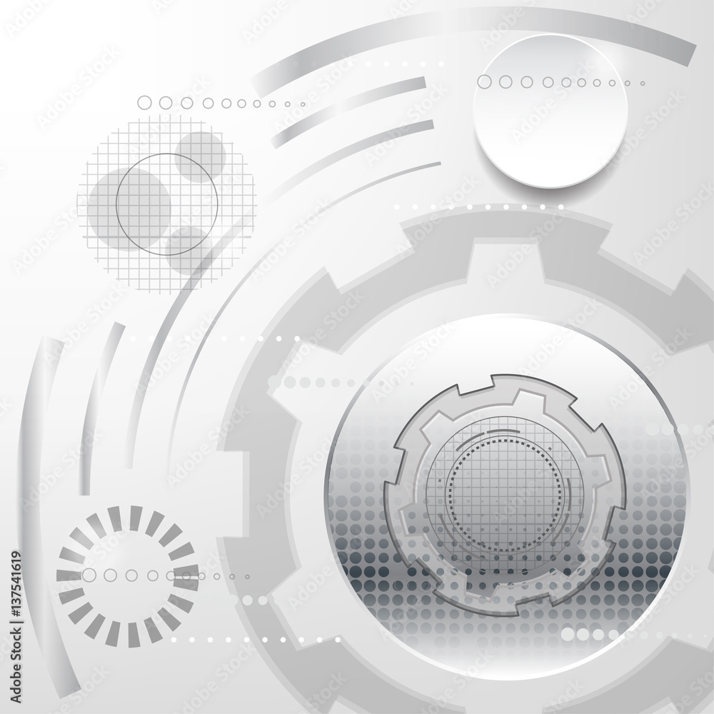 Obraz premium white and silver abstract technology sci fi concept vector background