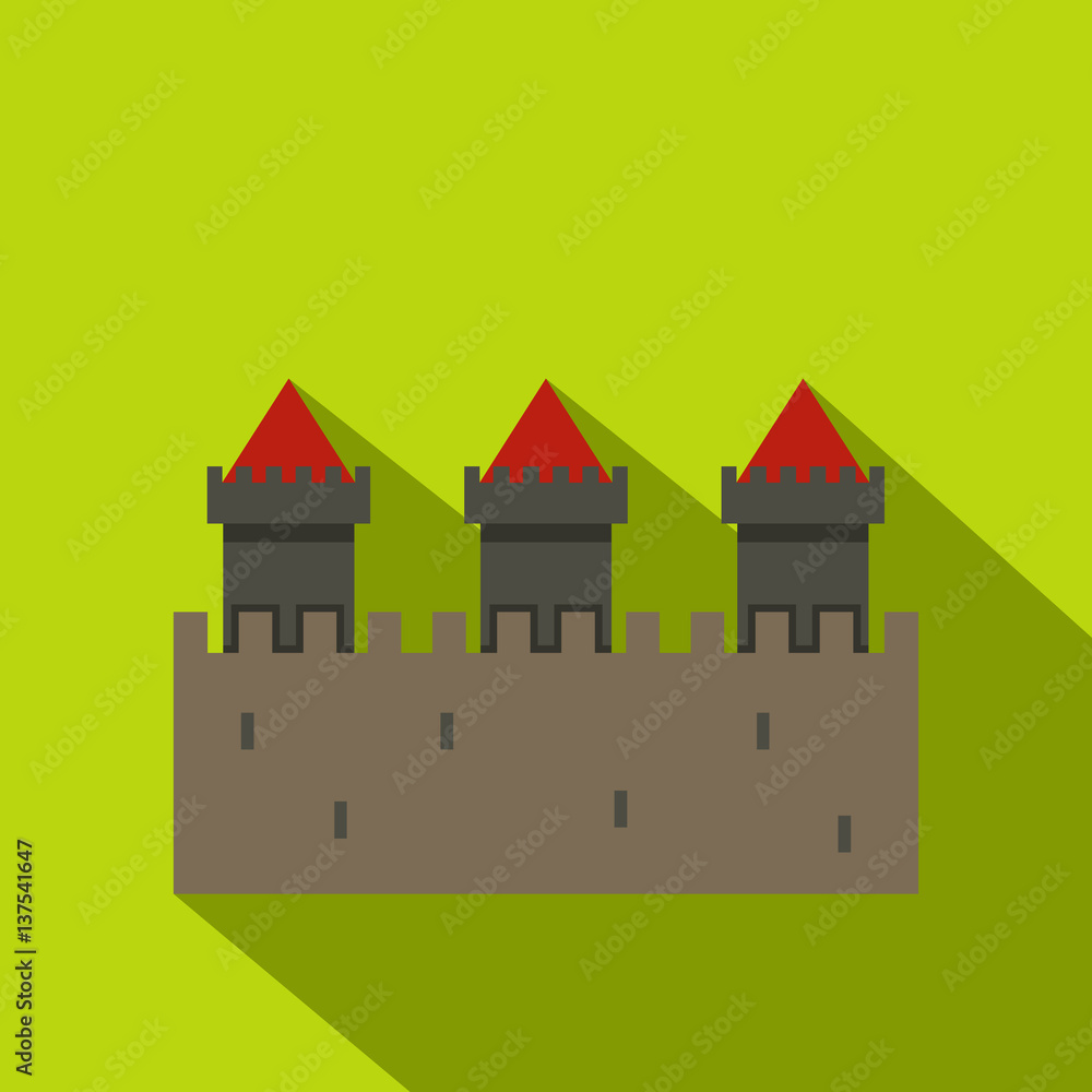 Medieval fortification icon, flat style Medieval fortification icon, flat style