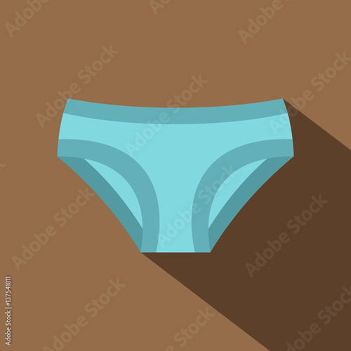 Blue female cotton panties icon, flat style