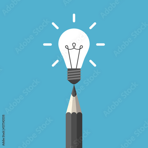 Light bulb above pencil