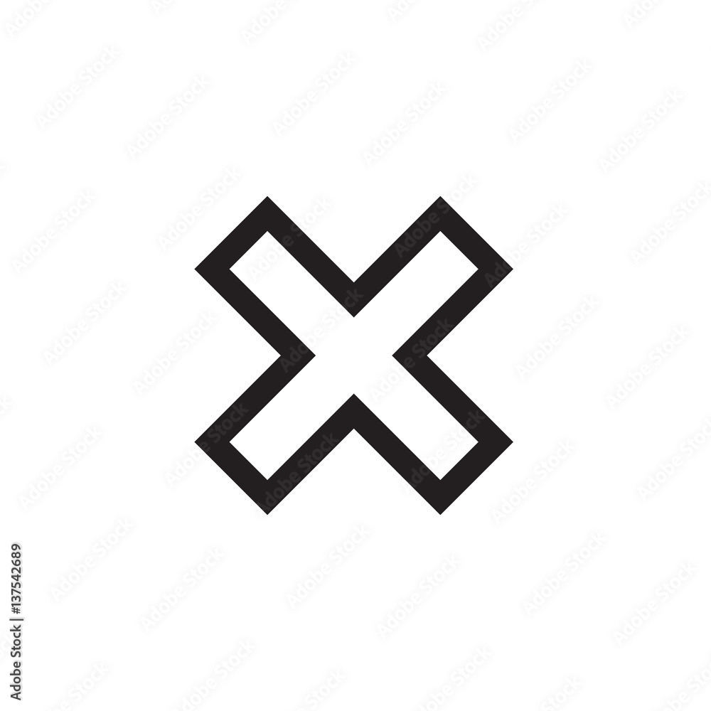 Cross sign element. Black X icon isolated on white background. Simple mark graphic design. Button for vote, decision, web. Symbol of error, check, wrong and stop, failed. Vector illustration Cross sign element. Black X icon isolated on white background. Simple mark graphic design. Button for vote, decision, web. Symbol of error, check, wrong and stop, failed. Vector illustration