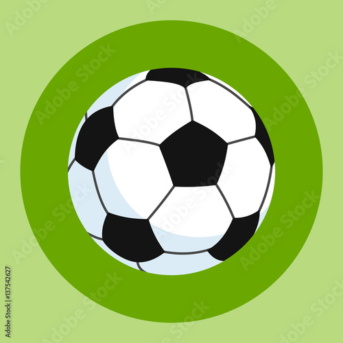 Soccer ball icon. White-black soccer ball on a green and red background. Sports Equipment. Vector Illustration.