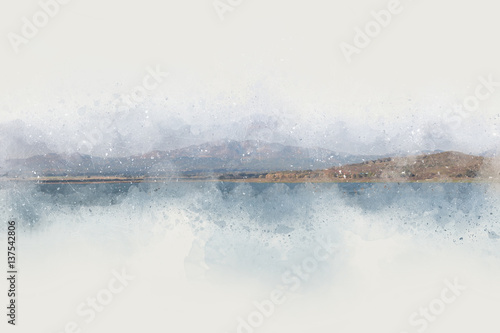 Abstract Mountain on watercolor background. © Watercolor_Concept