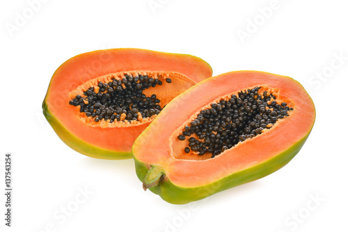 fresh papaya isolated on white background