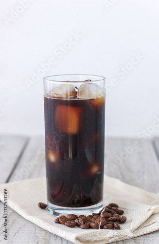 Iced coffee black coffee in white 