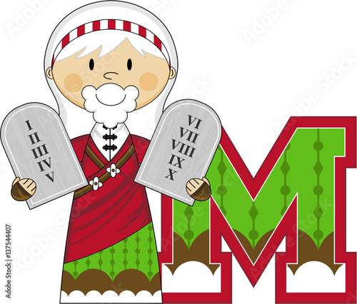 M is for Moses Alphabet Learning Illustration