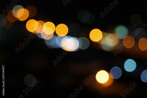 Abstract blurred bokeh in city colorfu beautiful in night top view, with copy space