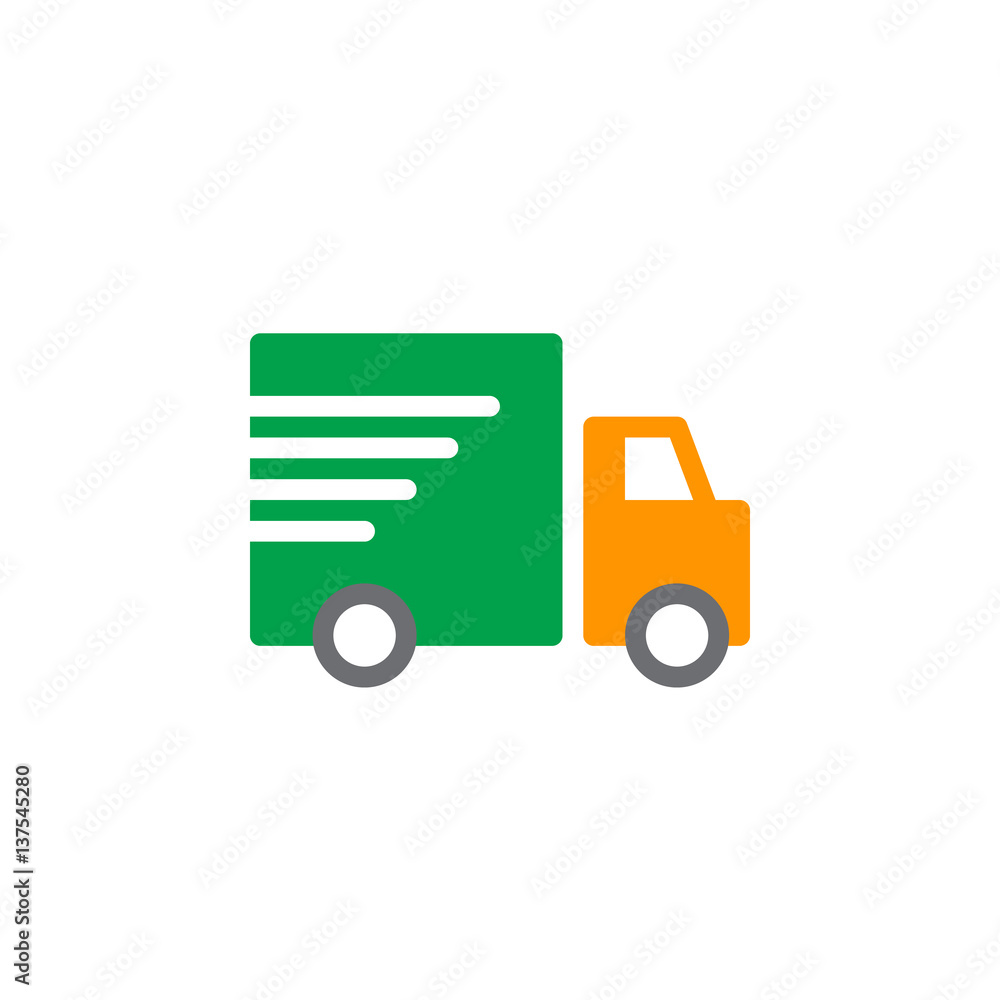 Shipping truck icon vector, filled flat sign, solid colorful pictogram isolated on white. Fast, express delivery symbol, logo illustration