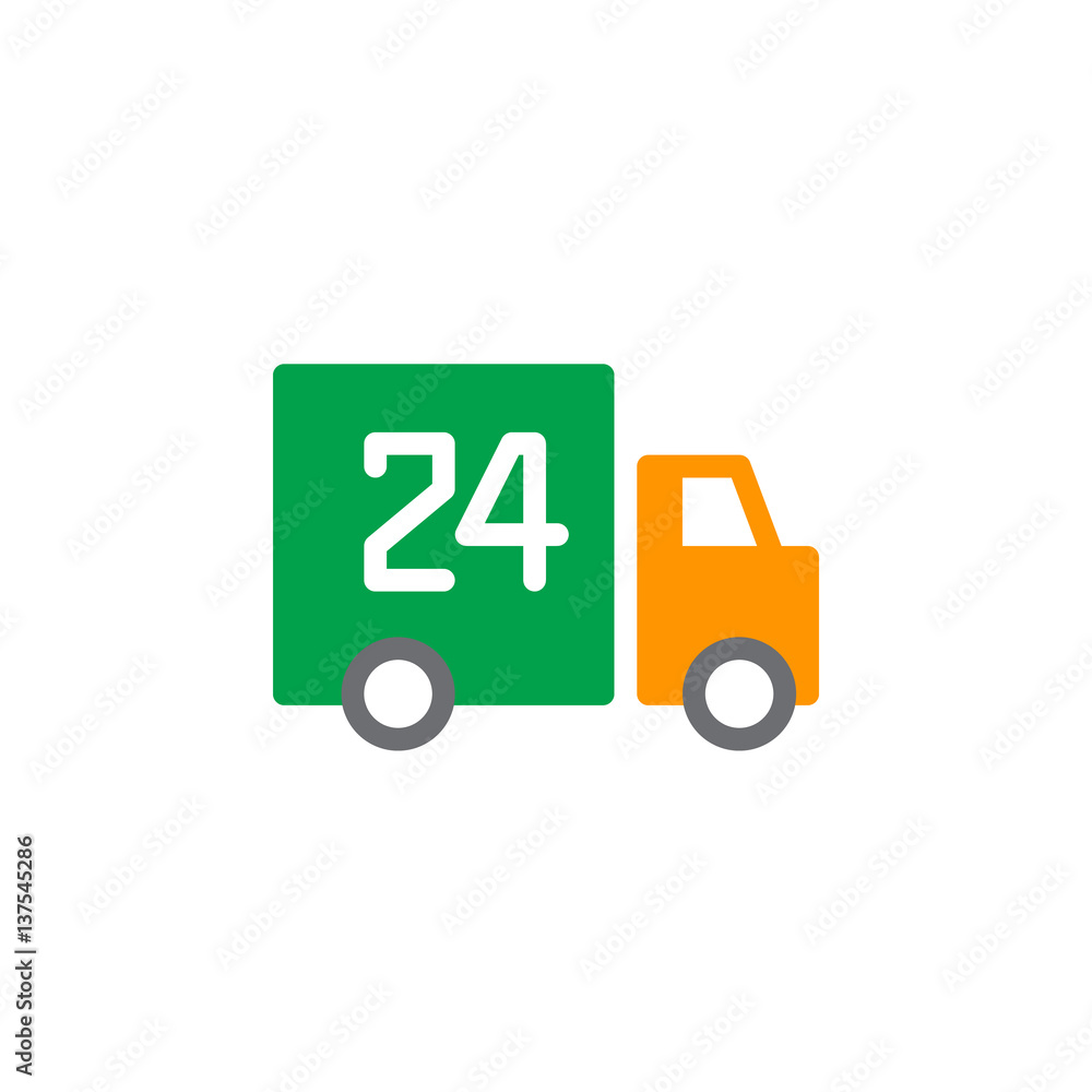 24 hours delivery track icon vector, filled flat sign, solid colorful pictogram isolated on white. Symbol, logo illustration 24 hours delivery track icon vector, filled flat sign, solid colorful pictogram isolated on white. Symbol, logo illustration
