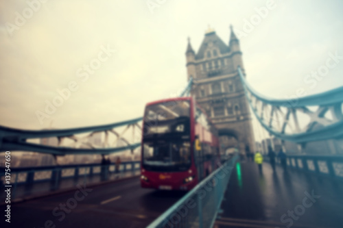 Fototapeta Naklejka Na Ścianę i Meble -  Blurred background of Tower Bridge traffic