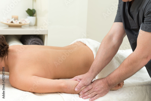 Massage on a woman at spa salon