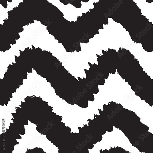 Black and white chevron seamless pattern. Vector hand drawn background
