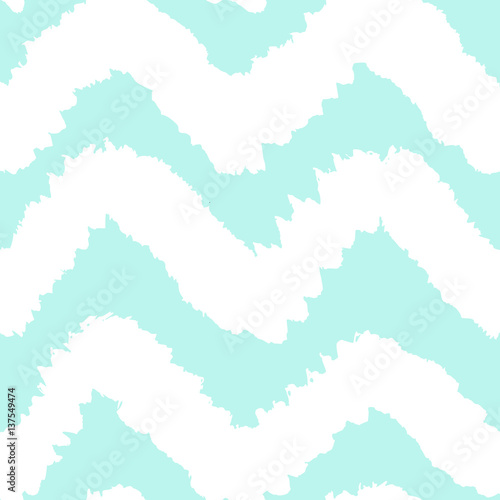 Blue and white chevron seamless pattern. Vector hand drawn background © kondratya