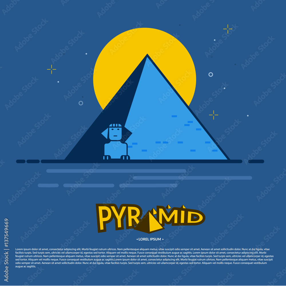 Pyramid in the night time with typographic design - vector Pyramid in the night time with typographic design - vector