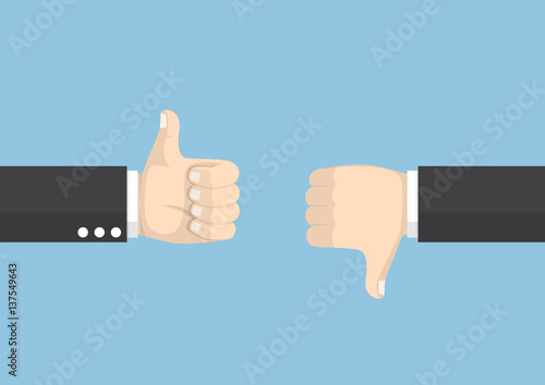 Businessman hands showing thumb up and thumb down