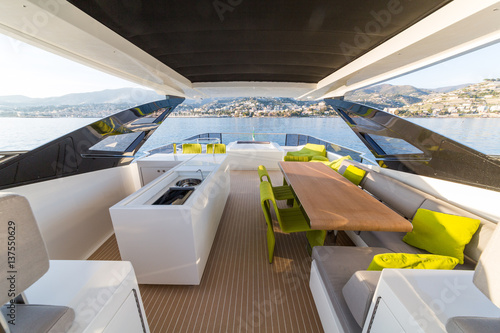luxury yacht lunch on deck, italian shipyard PERMARE © Andrea