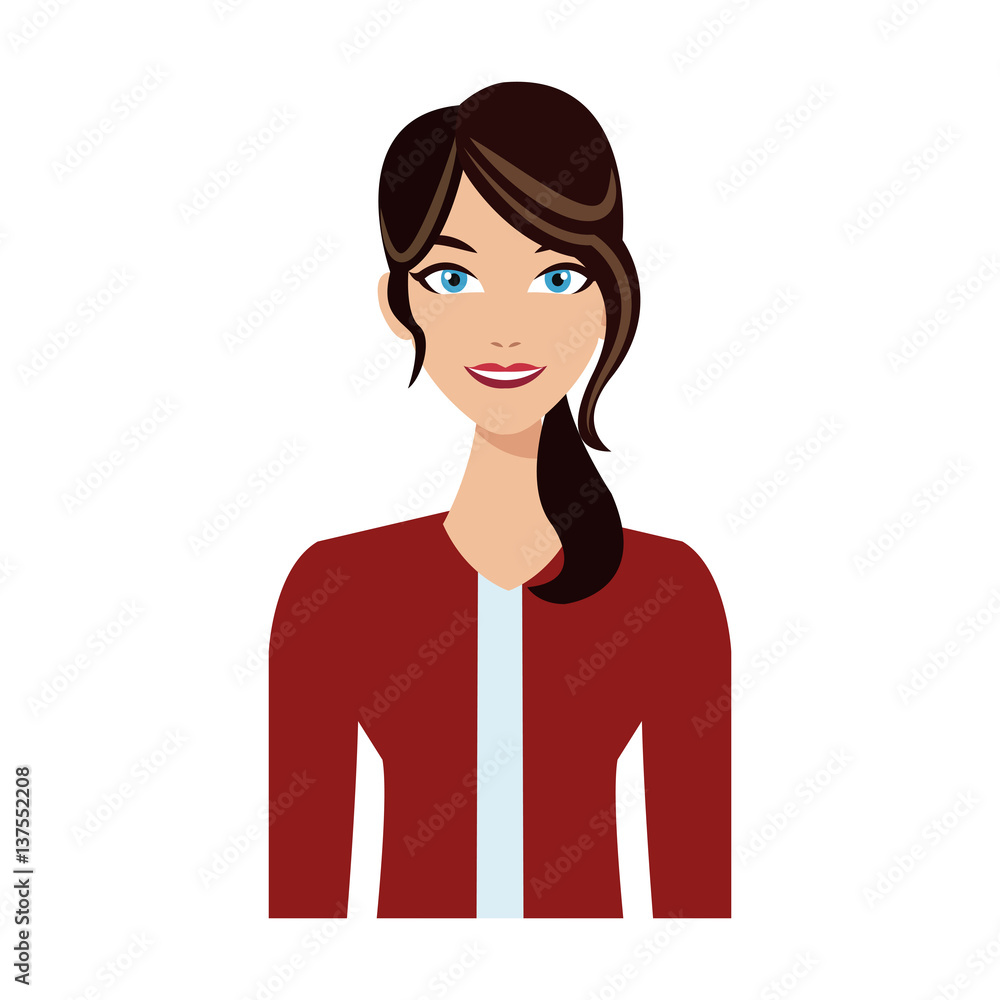 woman with red jacket over white background. colorful design. vector illustration woman with red jacket over white background. colorful design. vector illustration