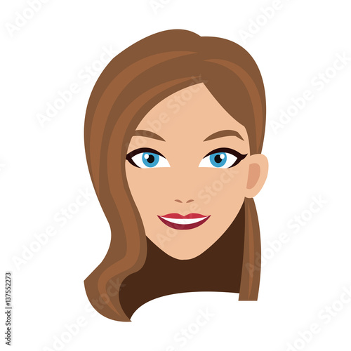 woman face cartoon icon over white background. colorful design. vector illustration