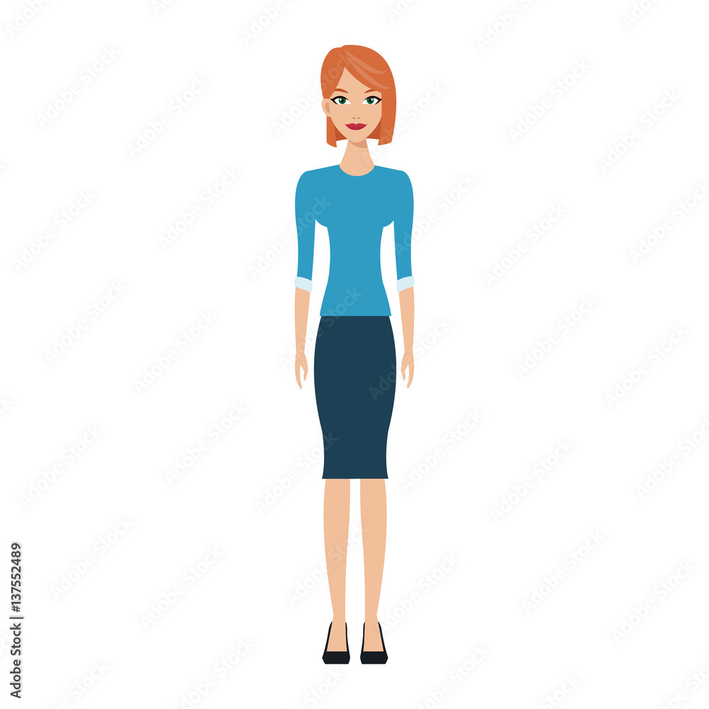 Fototapeta premium woman cartoon icon over white background. colorful design. vector illustration
