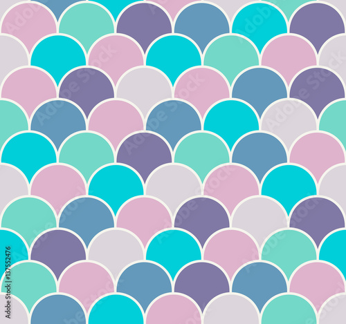Fotografie, Obraz Abstract colorful scallop seamless vector pattern