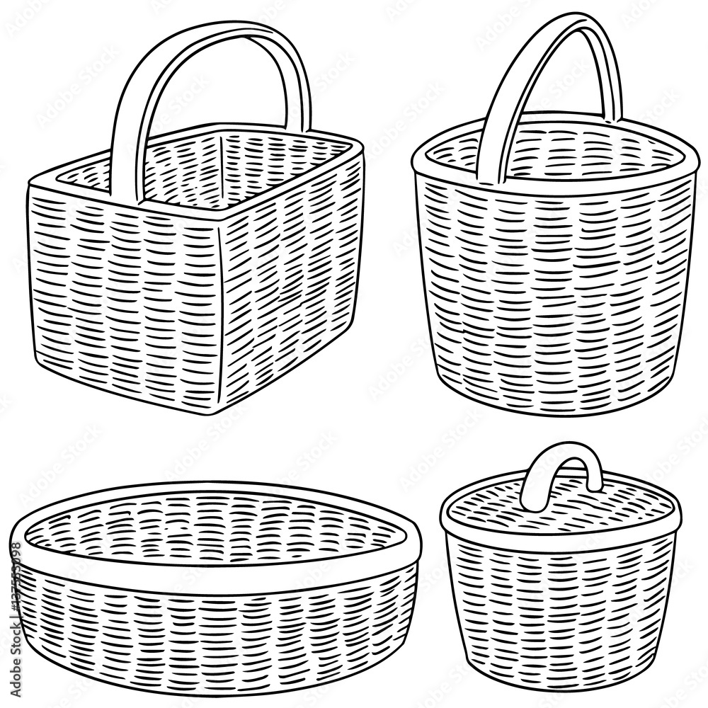 Obraz premium vector set of wicker basket