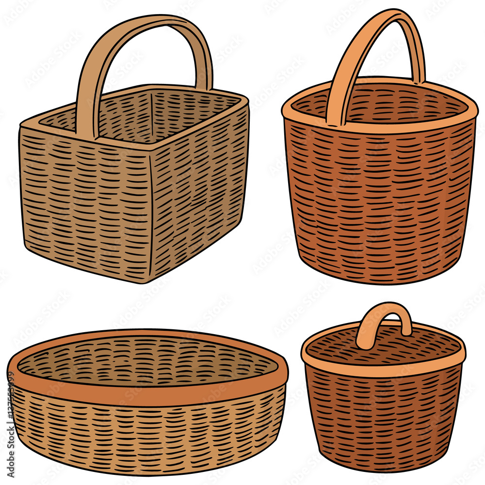 Obraz premium vector set of wicker basket