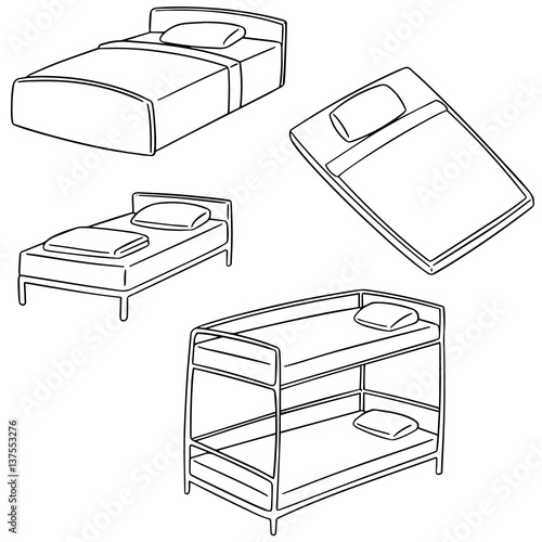 vector set of bed
