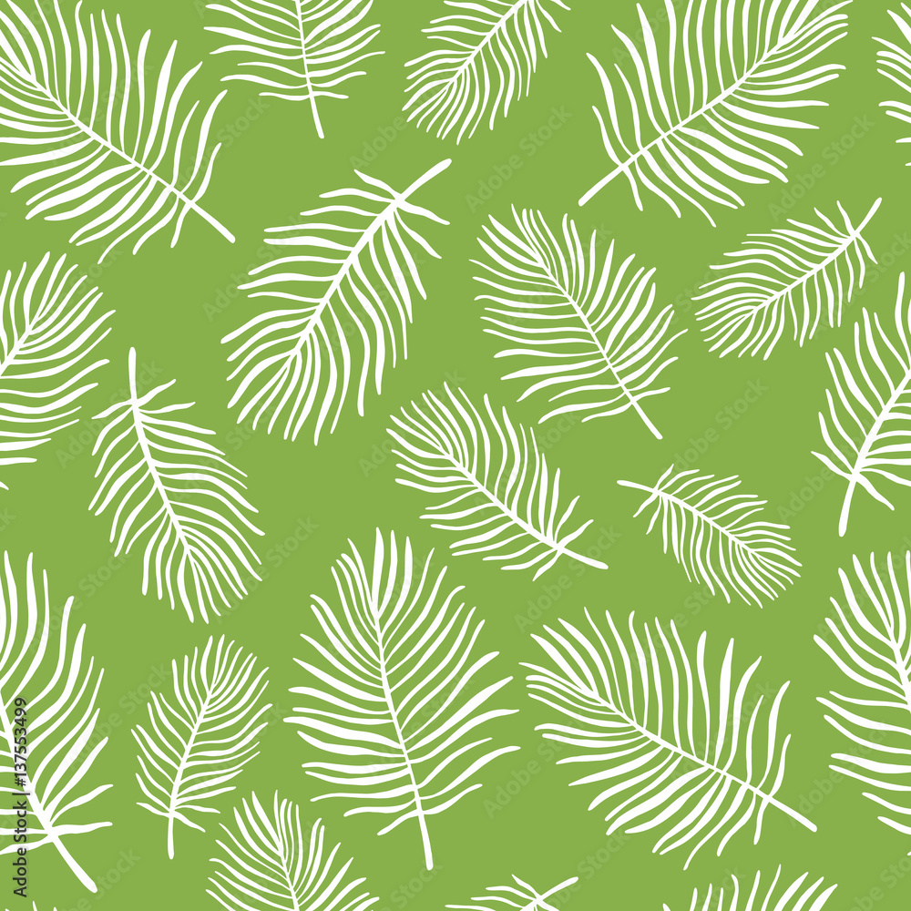 Tropical trendy seamless pattern with exotic leaves.