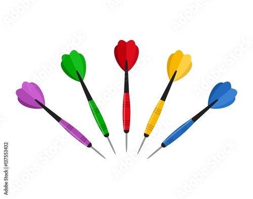 Darts arrow in flat style isolated on white background. Vector Illustration