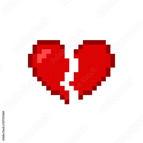 Broken heart red icon isolated on white background. Romantic love vector illustration